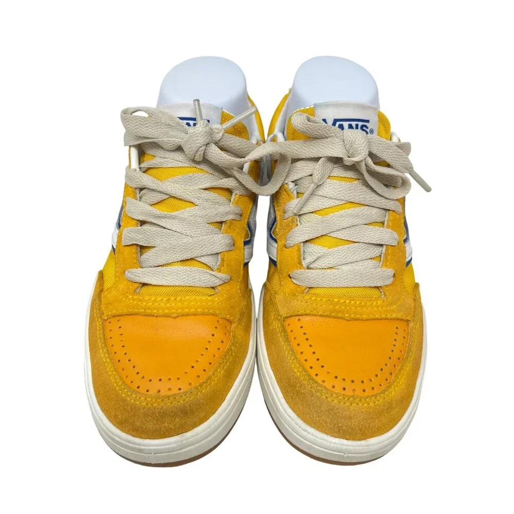 Vans Lowland CC Serio Collection Suede Skater Lace Up Shoe Yellow White Mens 5.5